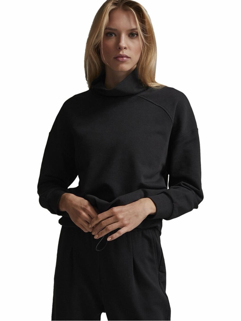 Varley Morrison high funnel neck relaxed fit Sweatshirt women's size small black - Picture 4 of 15